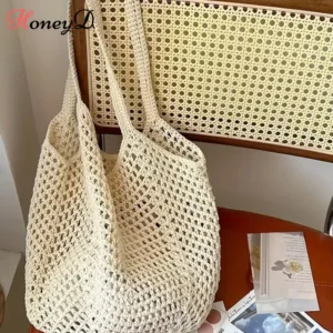 Open-Top Woven Beach Bag